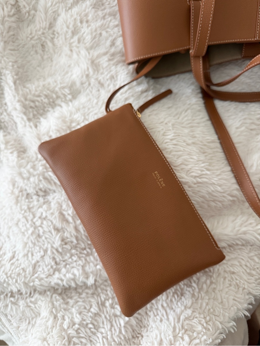 Polene Paris Full Size Cyme Tote in Textured Camel - w/ Original Box & Dust Bag - Picture 8 of 13